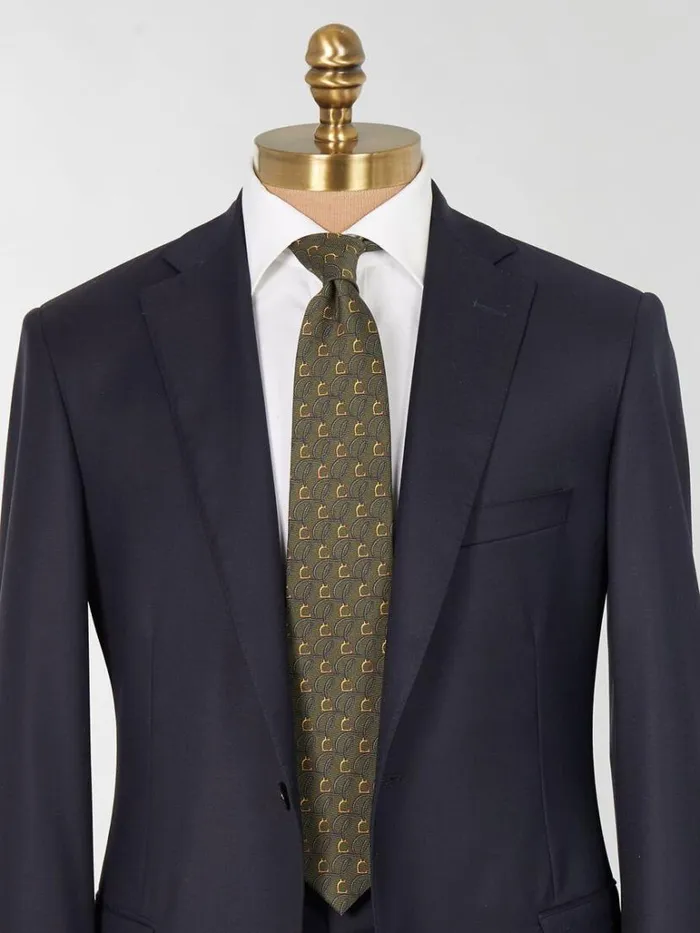 Ties Mens Paul Stuart Printed Silk Belts And Bits Tie Navy