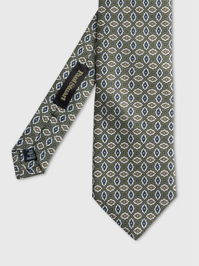 Ties Mens Paul Stuart Printed Silk Jacquard Diamond Tie Navy