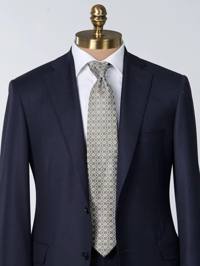 Ties Mens Paul Stuart Printed Silk Jacquard Diamond Tie Navy