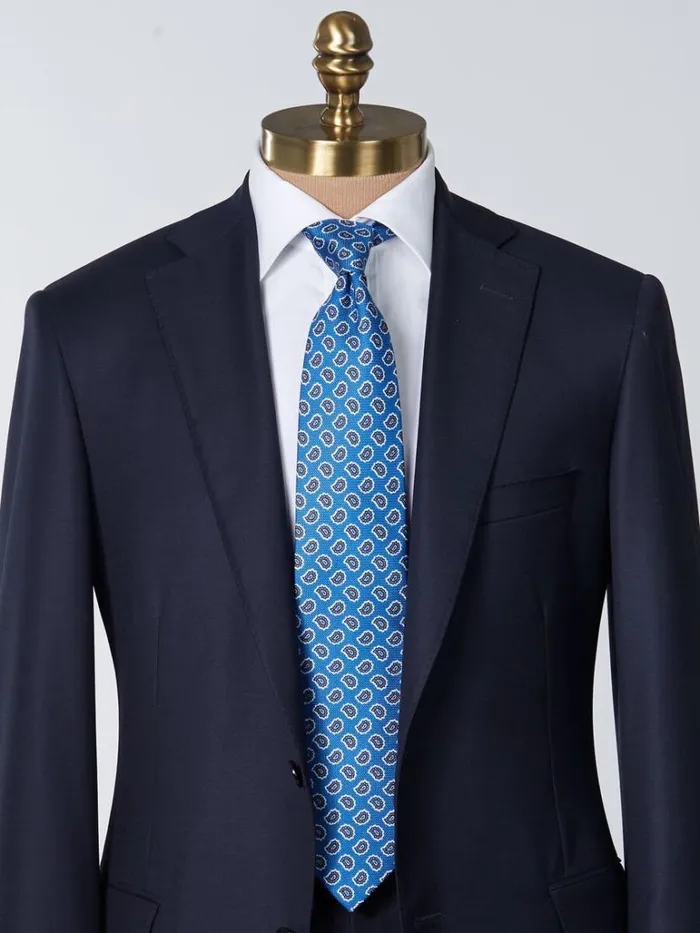 Ties Mens Paul Stuart Printed Silk Jacquard Small Pine Tie Blue
