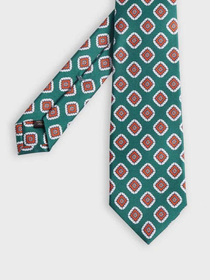 Ties Mens Paul Stuart Printed Silk Large Square Medallion Tie Green