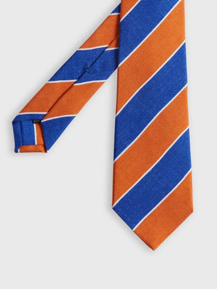 Ties Mens Paul Stuart Printed Silk Melange Wide Stripe Tie Orange
