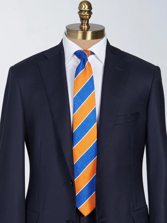 Ties Mens Paul Stuart Printed Silk Melange Wide Stripe Tie Orange