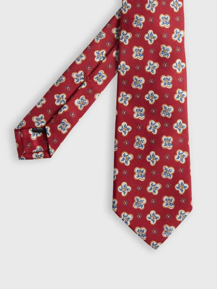 Ties Mens Paul Stuart Printed Silk Tossed Floral Medallion Tie Beige