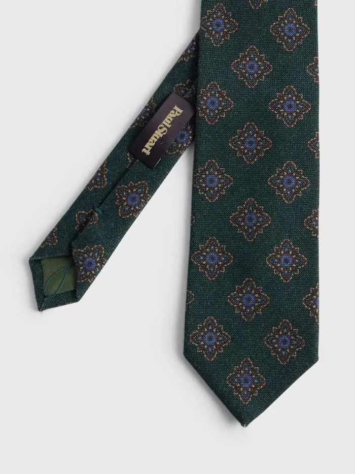 Ties Mens Paul Stuart Printed Wool and Silk Large Medallion Burgundy