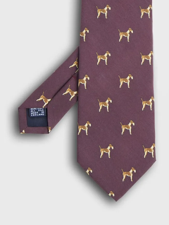 Ties Mens Paul Stuart Scottie Dog Tie Burgundy
