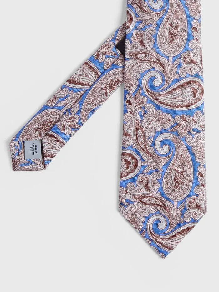 Ties Mens Paul Stuart Silk and Linen Paisley Tie Lt Bluebrown