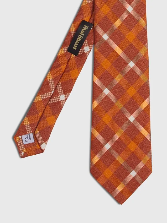 Ties Mens Paul Stuart Silk And Linen Plaid Tie Blue
