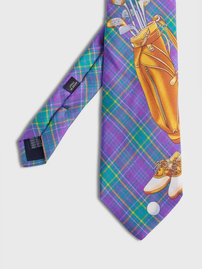 Ties Mens Paul Stuart Silk Golf Bag Print Tie Purple