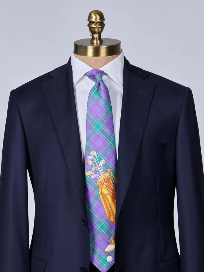 Ties Mens Paul Stuart Silk Golf Bag Print Tie Purple Ties Mens Paul Stuart Silk Golf Bag Print Tie Purple