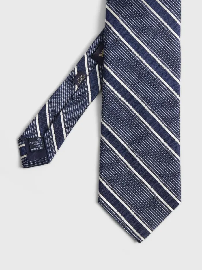 Ties Mens Paul Stuart Silk Jacquard Macclesfield Stripe Tie Black