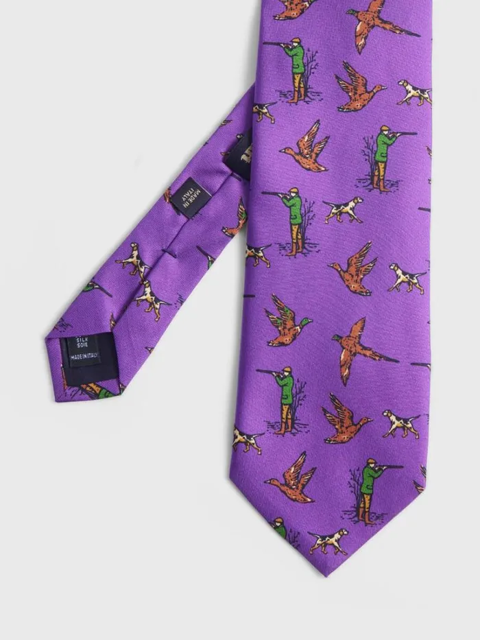 Ties Mens Paul Stuart Silk Madder Hunting Scene Tie Cream