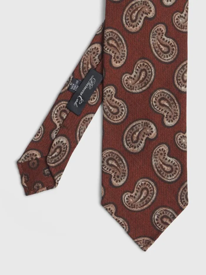 Ties Mens Paul Stuart Silk Paisley Unlined Tie Brown
