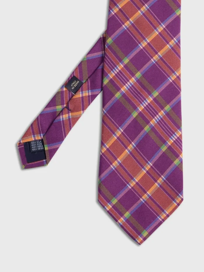 Ties Mens Paul Stuart Silk Printed Plaid Tie Plum