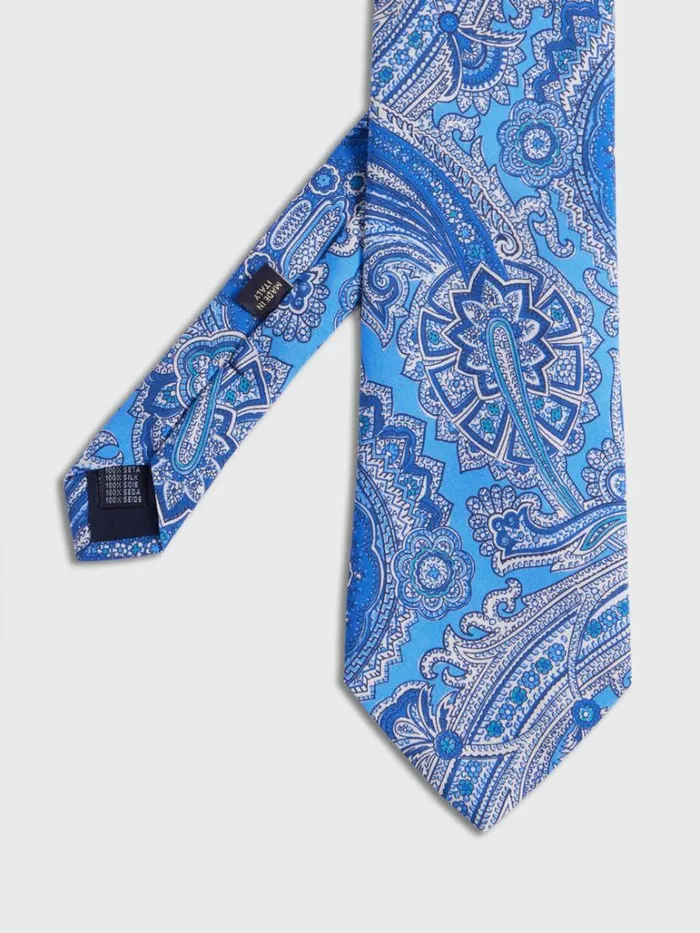Ties Mens Paul Stuart Silk Twill Allover Medallion Print Tie Indigo