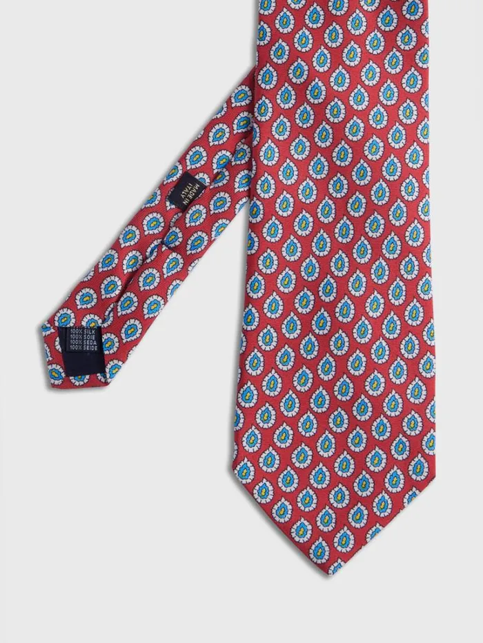 Ties Mens Paul Stuart Silk Twill Allover Small Pine Motiff Tie Navy