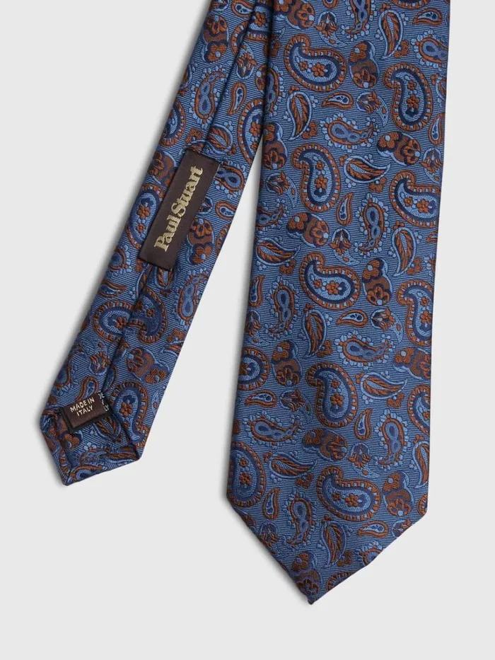 Ties Mens Paul Stuart Small Jacquard Paisley Tie Light Blue