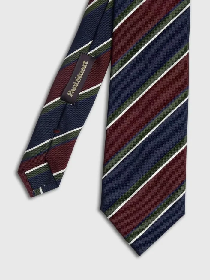 Ties Mens Paul Stuart Wide Mogador Stripe Tie Navyburgundy