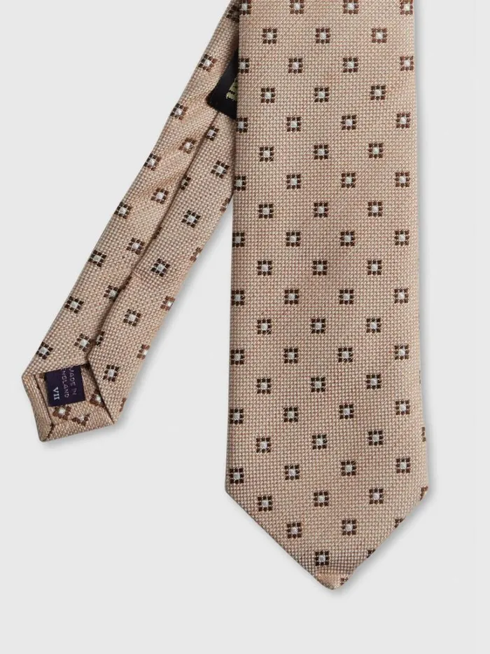 Ties Mens Paul Stuart Woven Silk and Cotton Square Medallion Tie Blue