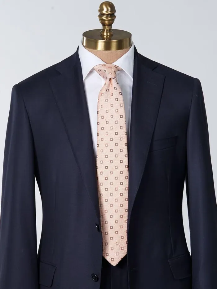 Ties Mens Paul Stuart Woven Silk and Cotton Square Medallion Tie Blue