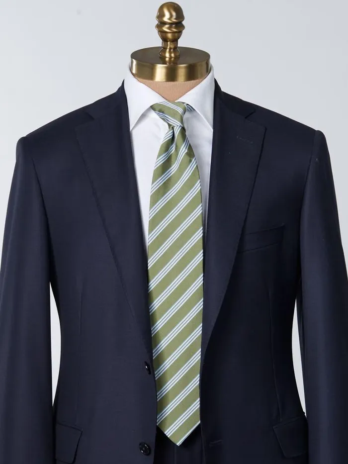 Ties Mens Paul Stuart Woven Silk and Cotton Stripe Tie Light Blue