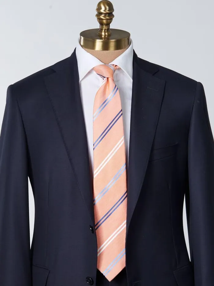 Ties Mens Paul Stuart Woven Silk and Linen Stripe Tie Light Blue