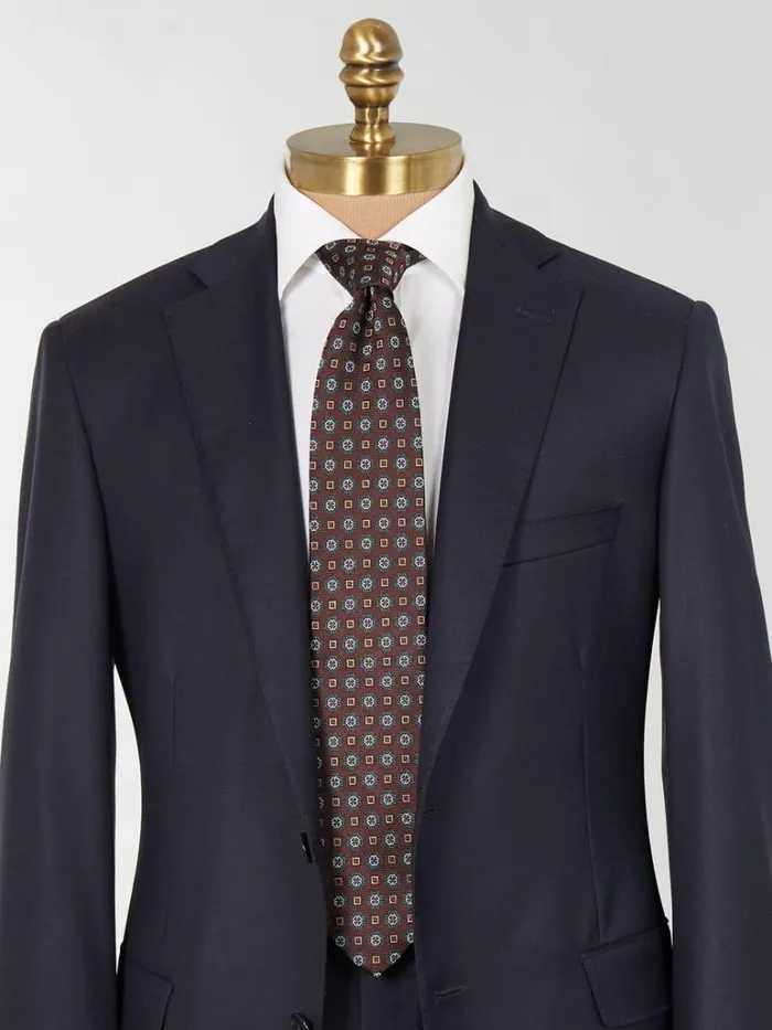 Ties Mens Paul Stuart Woven Silk Small Medallion Tie Burgundy