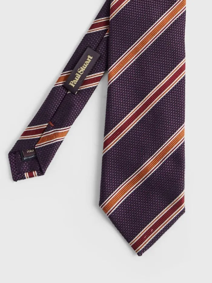 Ties Mens Paul Stuart Woven Silk Textured Stripe Tie Cream