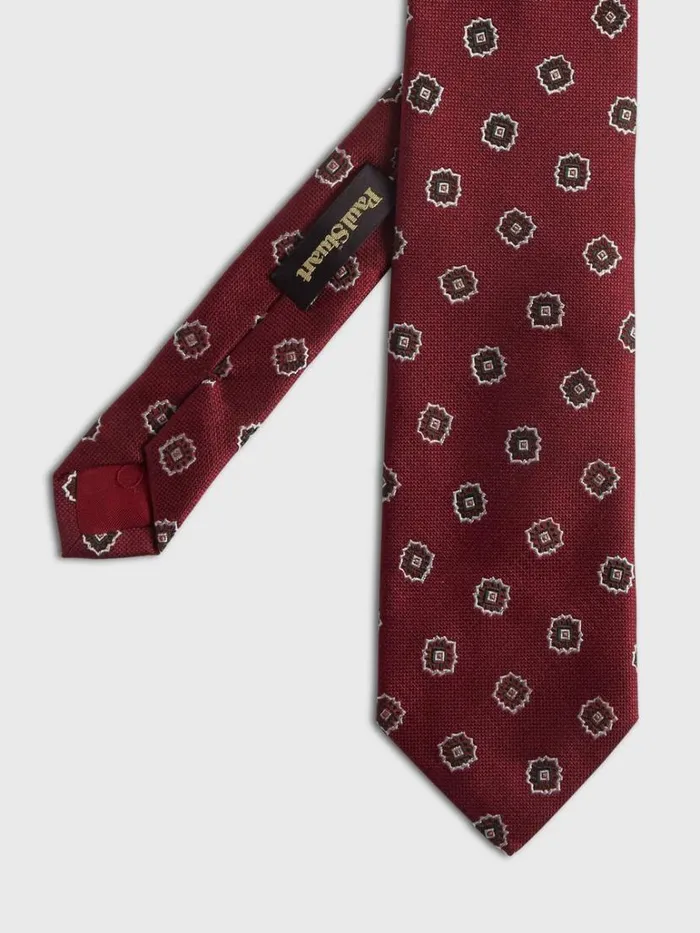 Ties Mens Paul Stuart Woven Silk Tossed Medallion Tie Grey
