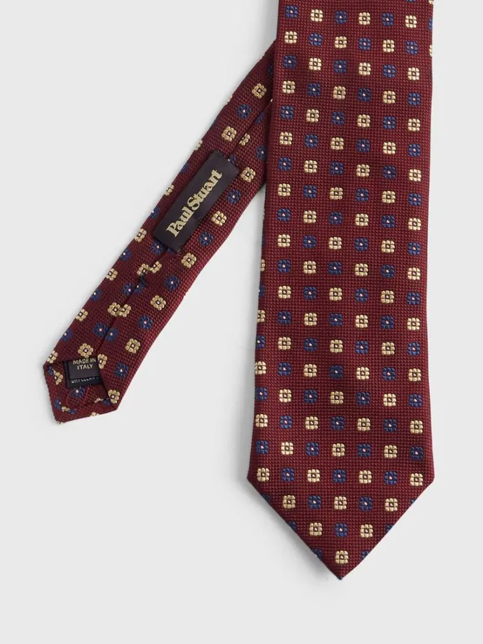 Ties Mens Paul Stuart Woven Silk Two Color Floral Medallion Tie Green