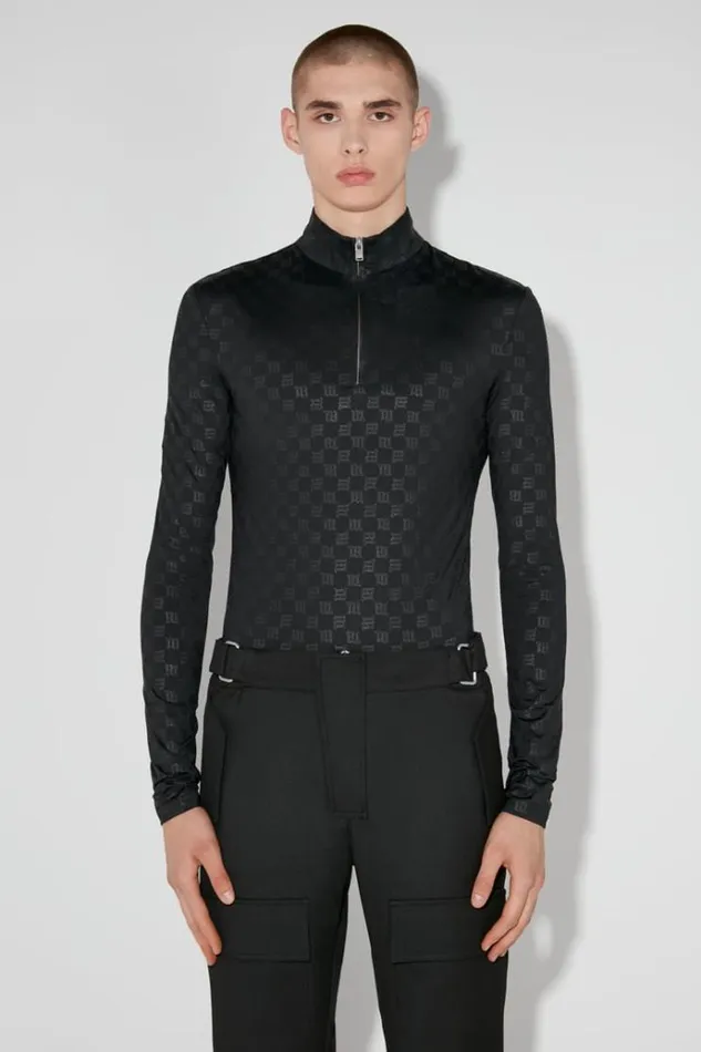 Tops Men MISBHV Monogram HalfZip Longsleeve Black