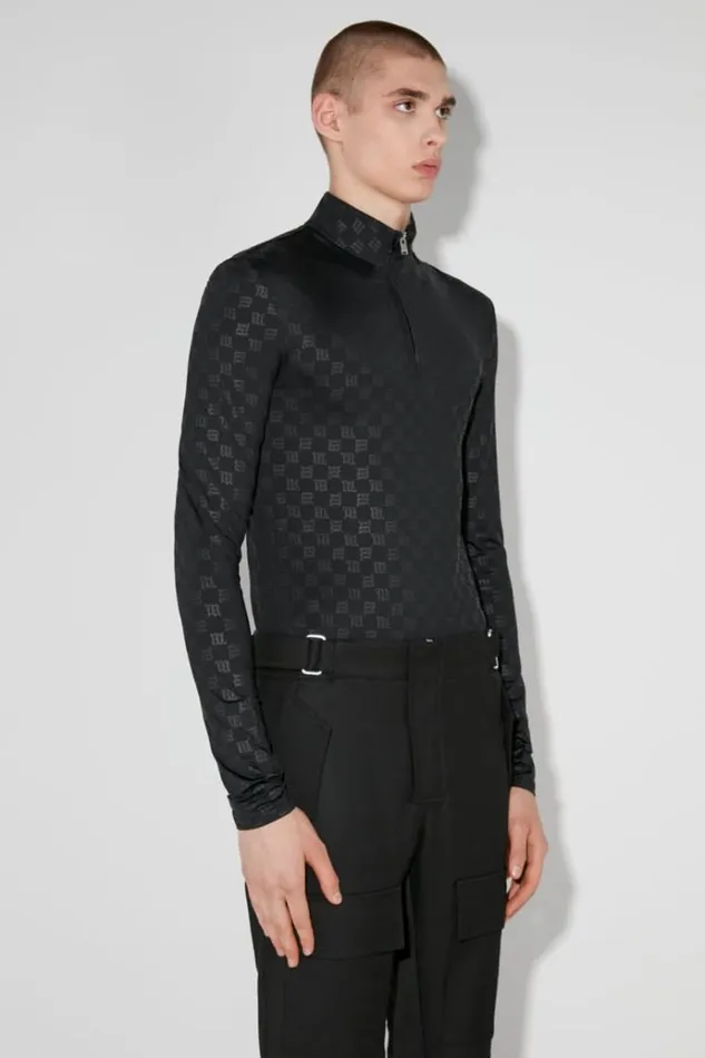 Tops Men MISBHV Monogram HalfZip Longsleeve Black