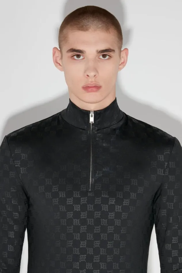 Tops Men MISBHV Monogram HalfZip Longsleeve Black