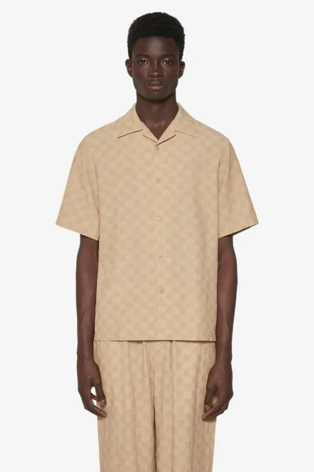 Tops Men MISBHV Monogram Viscose Wool Shirt Beige