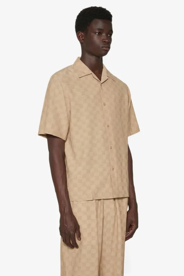 Tops Men MISBHV Monogram Viscose Wool Shirt Beige