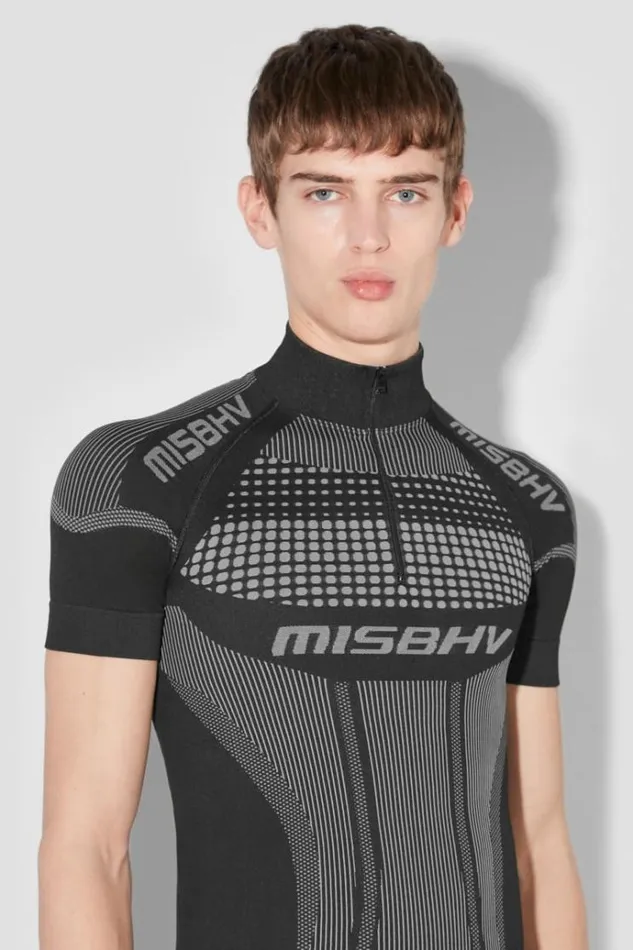Tops Men MISBHV Sport Europa QuarterZip TShirt Muted Black