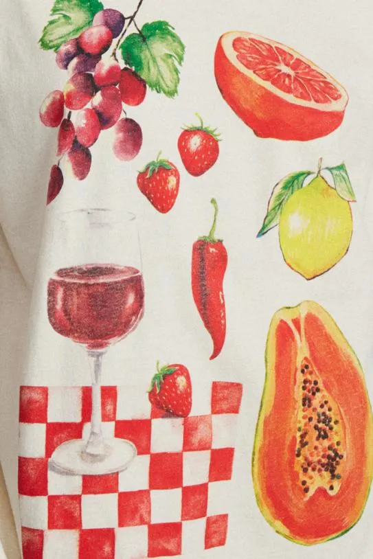 Tops Women Damson Madder Fruit Picnic Boyfriend Tee