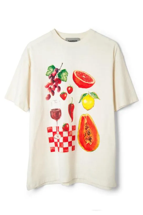 Tops Women Damson Madder Fruit Picnic Boyfriend Tee