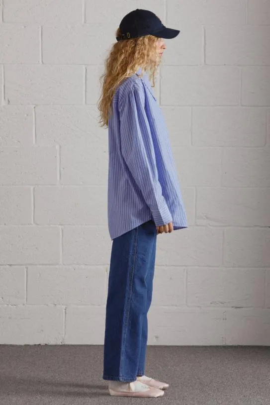 Tops Women Damson Madder Kendall Ruffle Shirt 8211 Blue Stripe