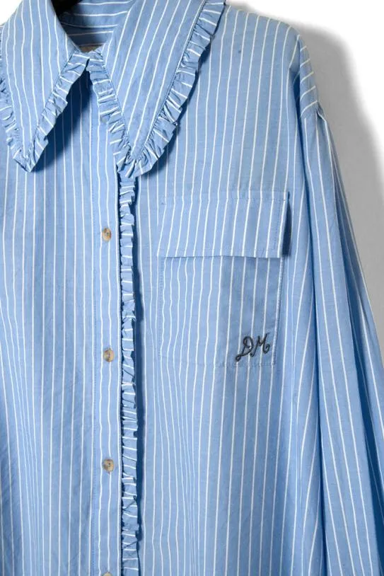 Tops Women Damson Madder Kendall Ruffle Shirt 8211 Blue Stripe