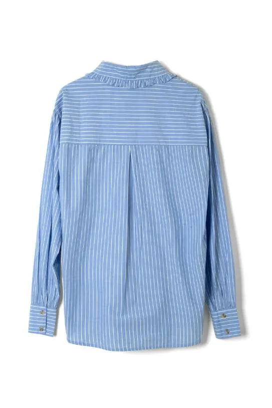 Tops Women Damson Madder Kendall Ruffle Shirt 8211 Blue Stripe