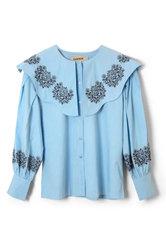 Tops Women Damson Madder Romeo Embroidered Blouse Blue