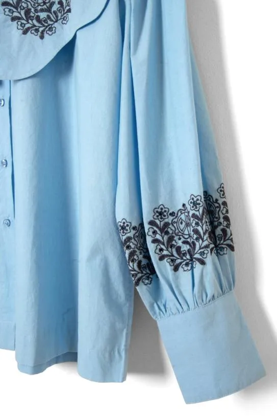 Tops Women Damson Madder Romeo Embroidered Blouse Blue