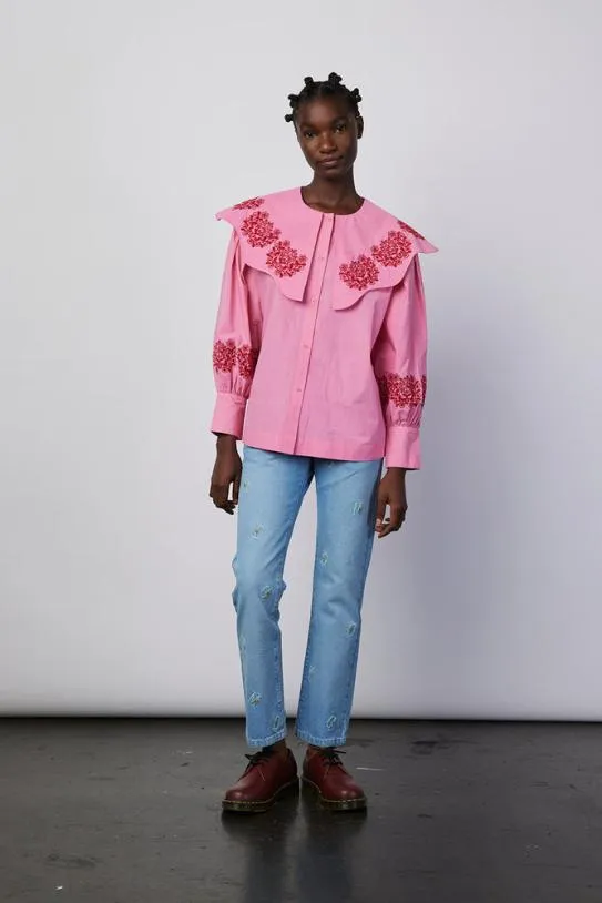 Tops Women Damson Madder Romeo Organic Cotton Broderie Blouse 8211 Pink Tops Women Damson Madder Romeo Organic Cotton Broderie Blouse 8211 Pink
