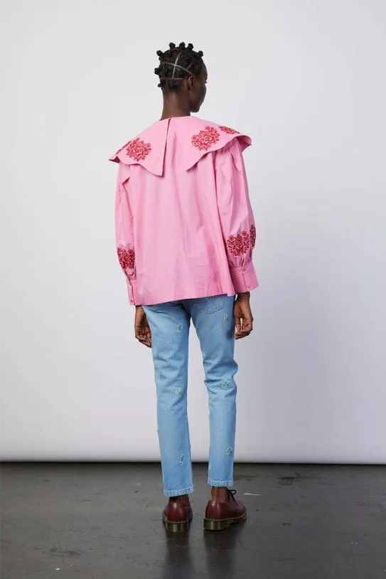 Tops Women Damson Madder Romeo Organic Cotton Broderie Blouse 8211 Pink Tops Women Damson Madder Romeo Organic Cotton Broderie Blouse 8211 Pink