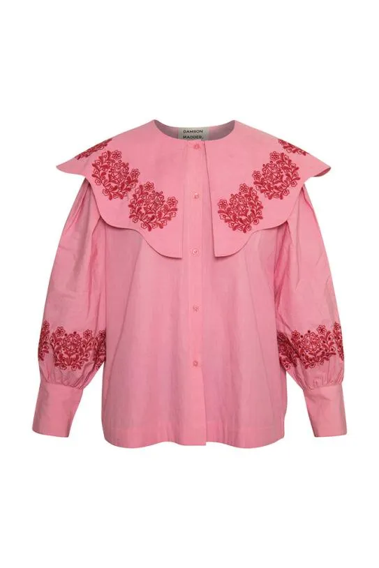 Tops Women Damson Madder Romeo Organic Cotton Broderie Blouse 8211 Pink Tops Women Damson Madder Romeo Organic Cotton Broderie Blouse 8211 Pink