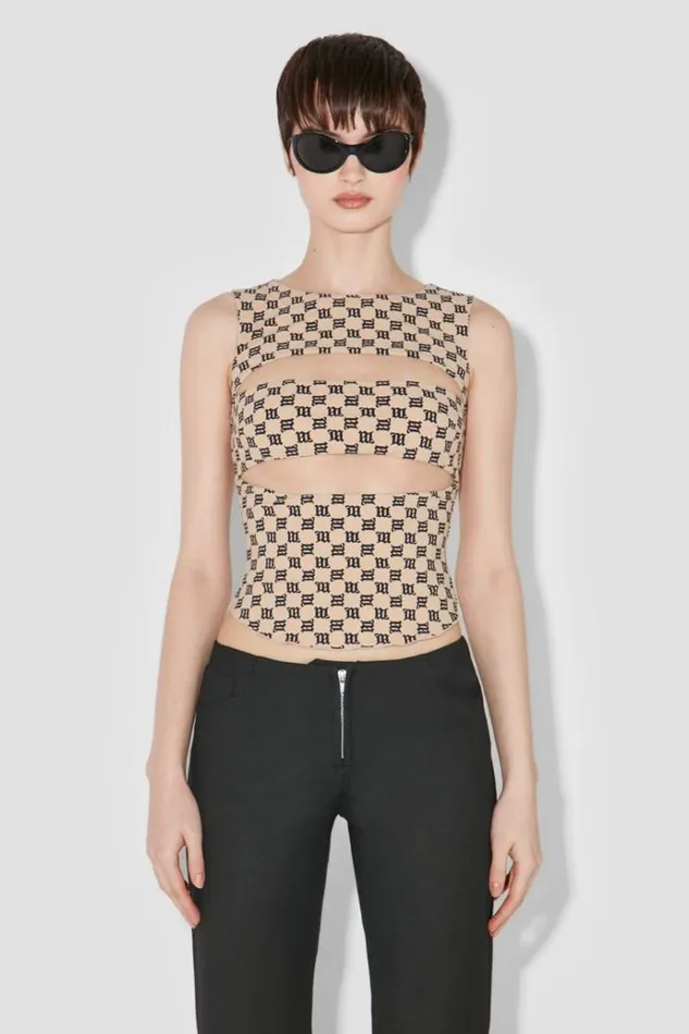 Tops Women MISBHV Elena Monogram Tank Top Beigeblack