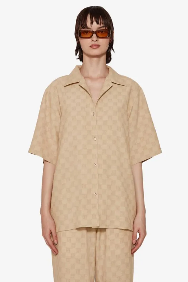 Tops Women MISBHV Resort Monogram Viscose Wool Shirt Beige