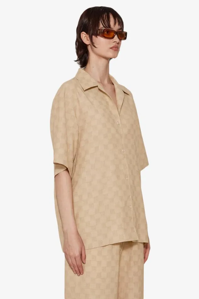 Tops Women MISBHV Resort Monogram Viscose Wool Shirt Beige