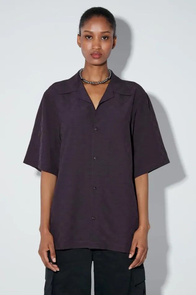 Tops Women MISBHV Resort Monogram Viscose Wool Shirt Washed Black